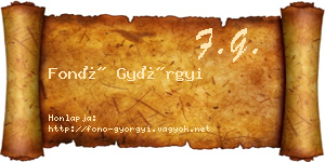 Fonó Györgyi névjegykártya